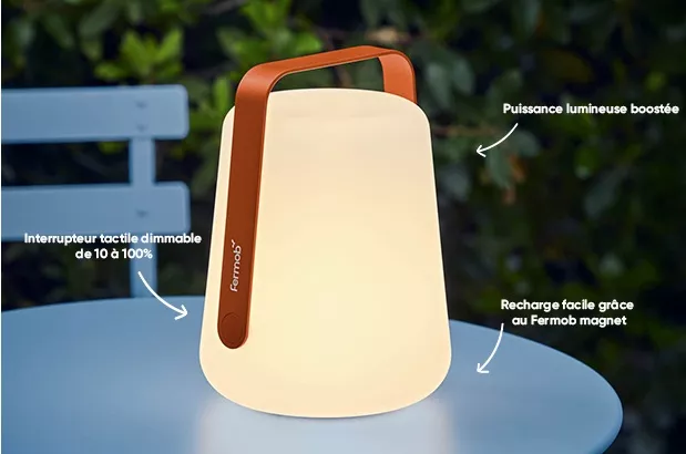 Lampe nomade FERMOB Balad² H 25 cm - Orange Confite caracteristiques