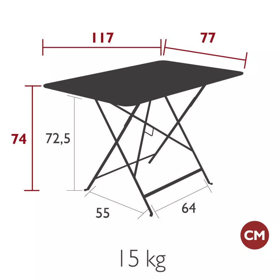 Table de jardin pliante 6 personnes FERMOB Bistro 117 x 77 cm - Cactus - 2